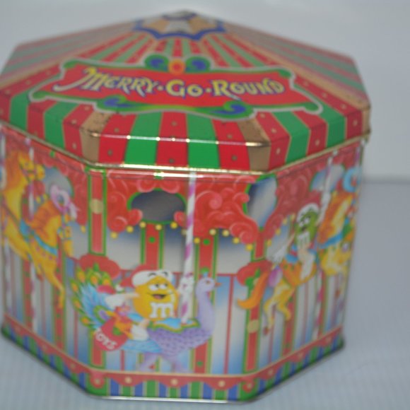 VTG M&M's Candy 1997 Merry-Go-Round Carousel Tin Canister #5 Christmas Village - Picture 2 of 10